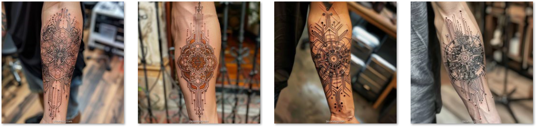 Intricate Mechanical Mandala Tattoos