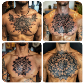 Stunning Chest Mandala Tattoos