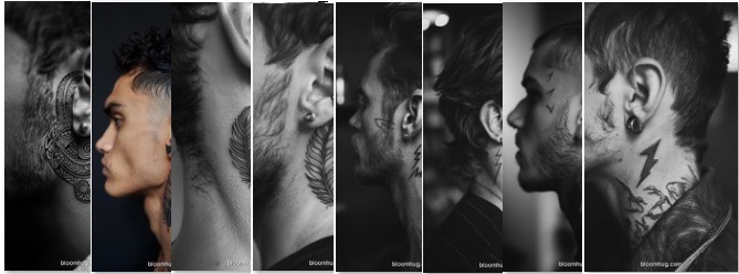 Elegant Ear and Neck Tattoos